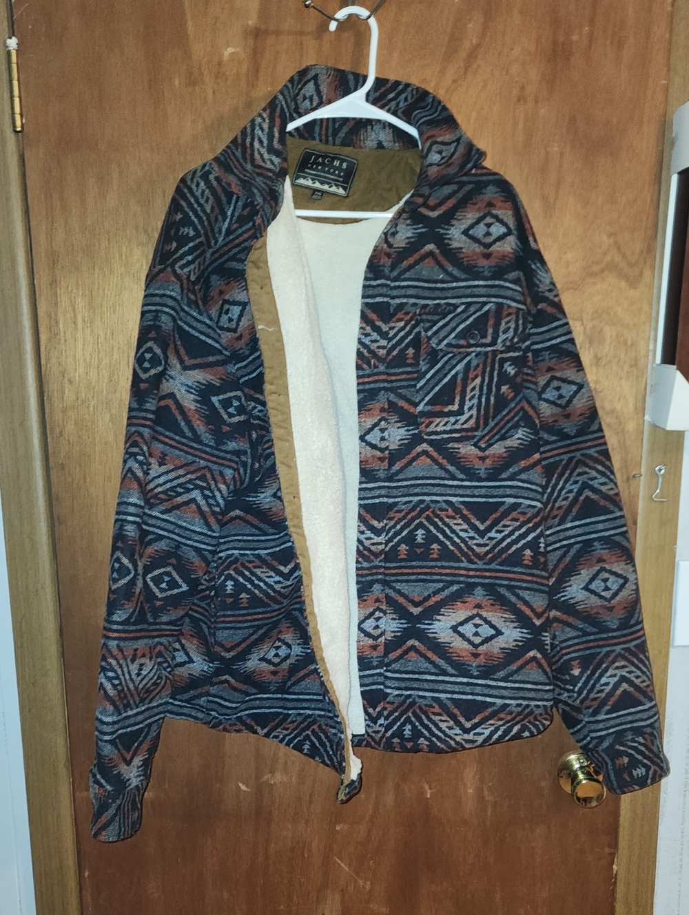 Jachs Aztec-Pattern Sherpa Jacket - Navy, Rust & Cream